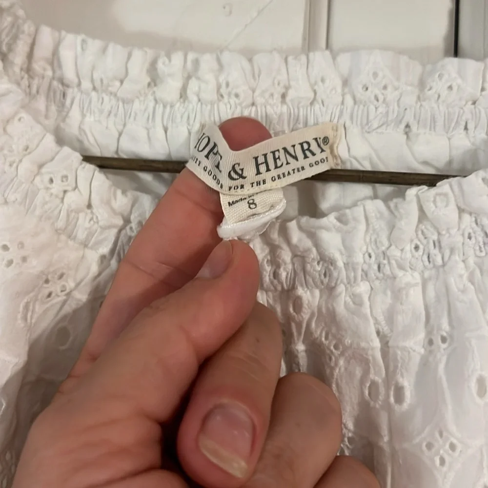 Hope and Henry eyelet puff sleeve romper size 8 NWT